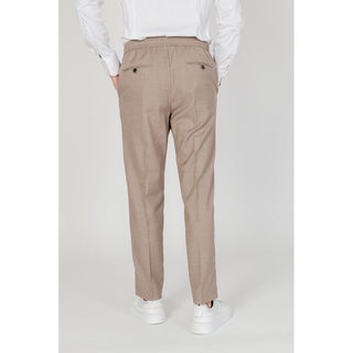 Pantalones casuales de poliéster beige