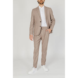 Pantalones casuales de poliéster beige