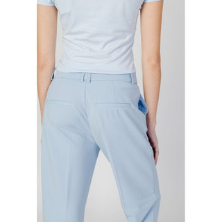 Blue Polyester Casual Pants