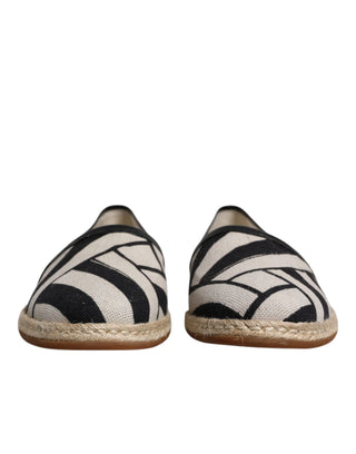 Schwarz-weiß gestreifte Slip-On Espadrille-Schuhe