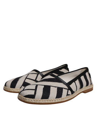 Schwarz-weiß gestreifte Slip-On Espadrille-Schuhe