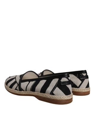 Schwarz-weiß gestreifte Slip-On Espadrille-Schuhe