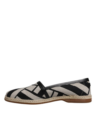 Schwarz-weiß gestreifte Slip-On Espadrille-Schuhe
