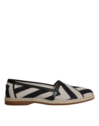 Schwarz-weiß gestreifte Slip-On Espadrille-Schuhe