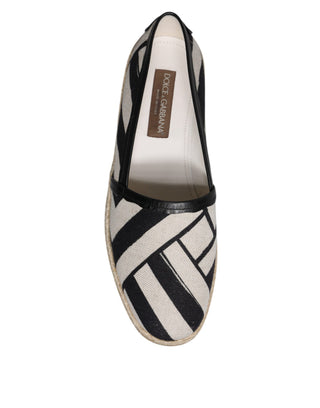 Schwarz-weiß gestreifte Slip-On Espadrille-Schuhe