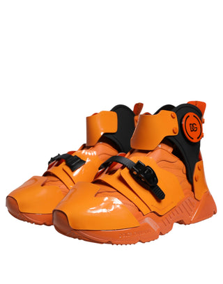 Orangefarbene Multi-Panel Chunky High Top Sneakers