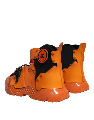 Orangefarbene Multi-Panel Chunky High Top Sneakers