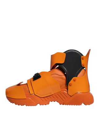 Orangefarbene Multi-Panel Chunky High Top Sneakers