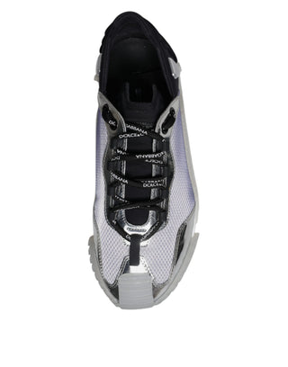 Silver Black Nylon NS1 Low Top Sneakers Shoes