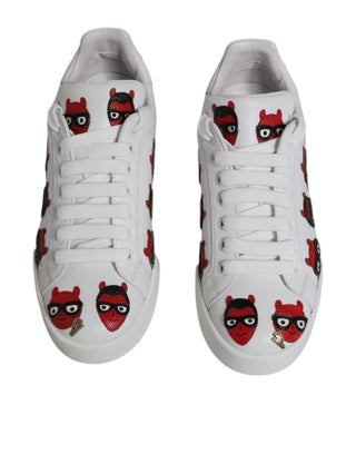 Weiße Devil Face Portofino Sneaker Schuhe