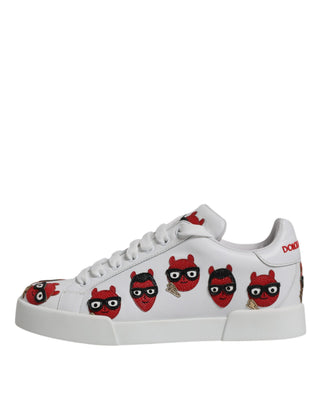 Weiße Devil Face Portofino Sneaker Schuhe