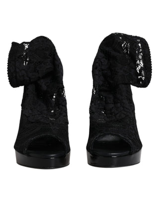 Botas negras elásticas Taormina con encaje