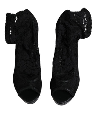 Botas negras elásticas Taormina con encaje