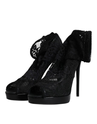 Botas negras elásticas Taormina con encaje