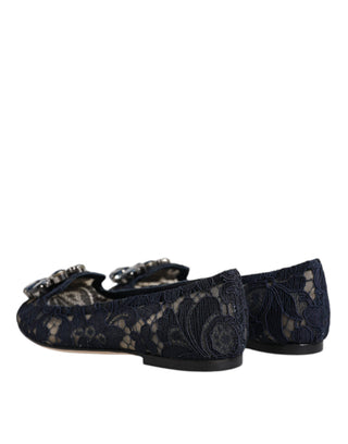 Zapatos planos azules Taormina con encaje y cristales