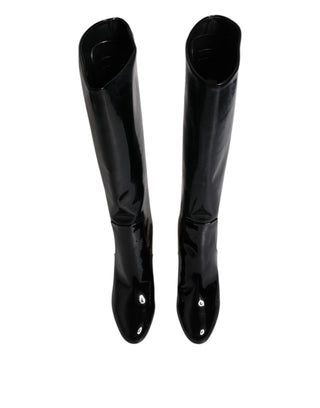 Botas altas negras de charol Vally