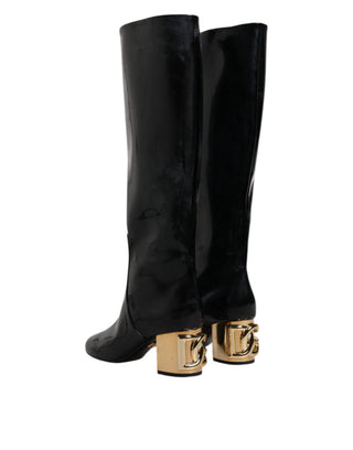 Botas altas negras de charol Vally