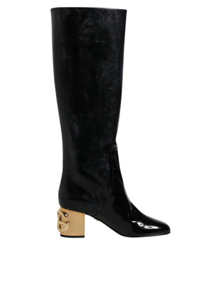 Botas altas negras de charol Vally