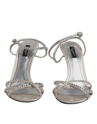 Silver Crystal Ankle Strap Sandals Shoes