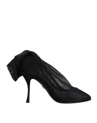 Schwarze Overknee-Stiefel aus Stretch-Mesh