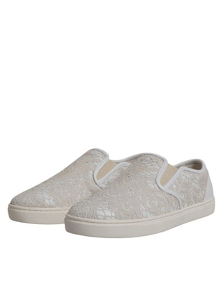 Weiße florale Spitzen-Slipper