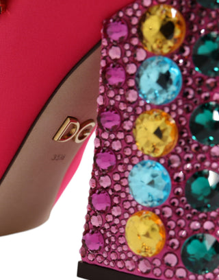 Botas altas rosas de nylon Vally con cristales