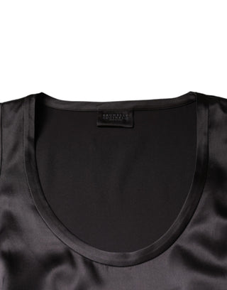 Schwarzes ärmelloses Tanktop aus Seidenmischung