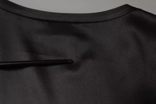 Schwarzes ärmelloses Tanktop aus Seidenmischung