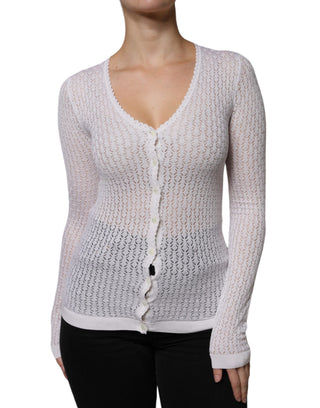 Weißer Cardigan aus Seide mit Knöpfen
