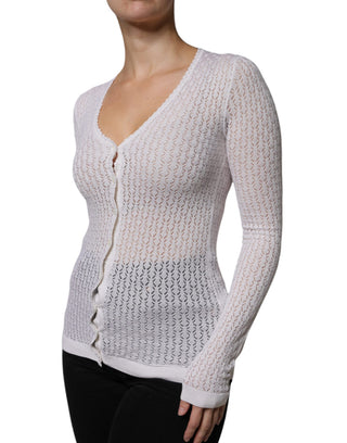 Weißer Cardigan aus Seide mit Knöpfen