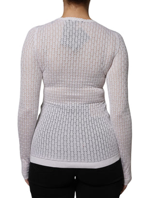 Weißer Cardigan aus Seide mit Knöpfen