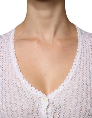 Weißer Cardigan aus Seide mit Knöpfen