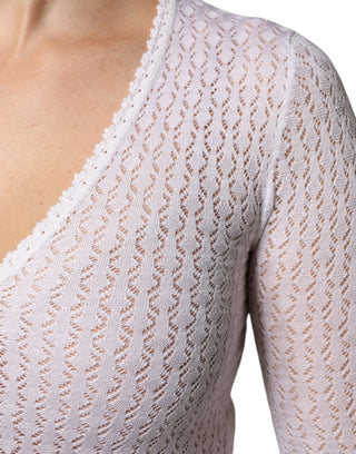 Weißer Cardigan aus Seide mit Knöpfen