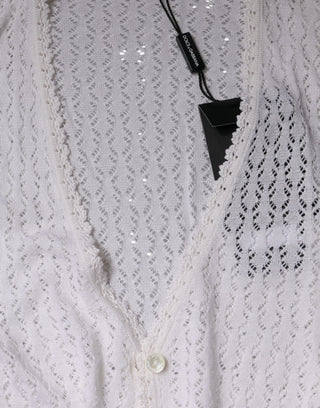 Weißer Cardigan aus Seide mit Knöpfen