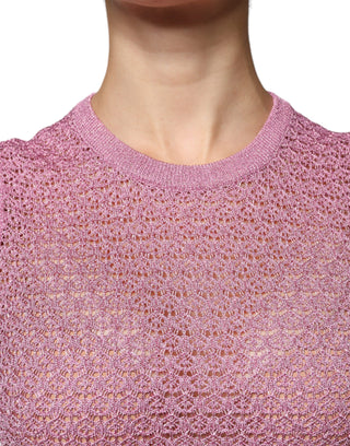 Top sin mangas rosa de malla transparente