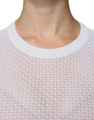 Top blanco de malla transparente con mangas largas