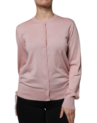 Rosa Wollstrick-Cardigan mit Knöpfen