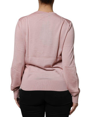 Rosa Wollstrick-Cardigan mit Knöpfen