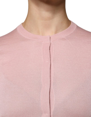 Rosa Wollstrick-Cardigan mit Knöpfen