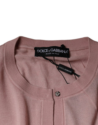 Rosa Wollstrick-Cardigan mit Knöpfen