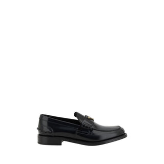 Mocasines de cuero negro con logo