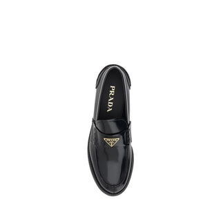 Mocasines de cuero negro con logo