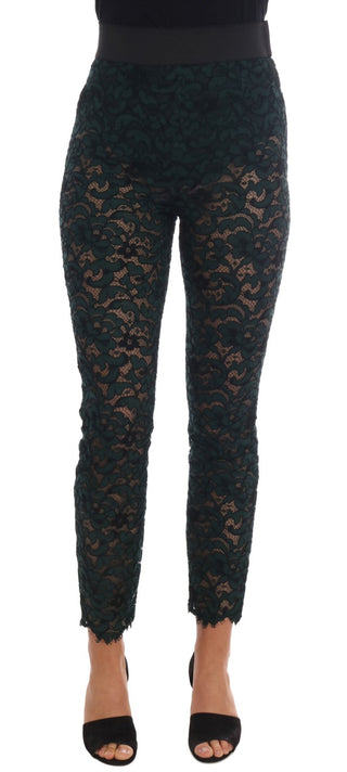 Pantalones leggings de encaje floral verde