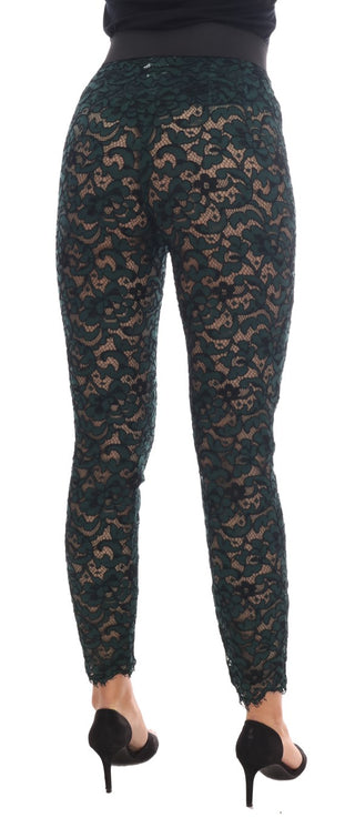Pantalones leggings de encaje floral verde