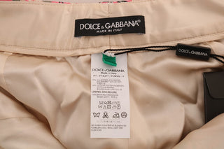 Pantalones capri de brocado floral rosa