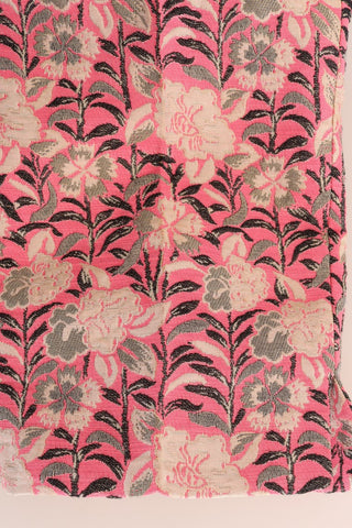 Pantalones capri de brocado floral rosa