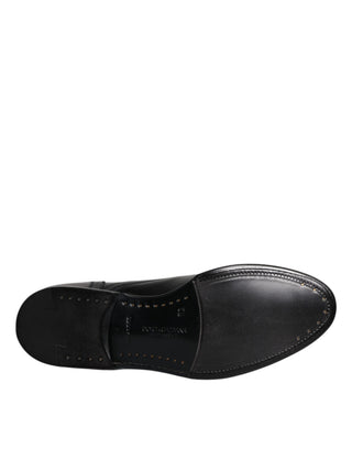 Schwarze Leder Derby Wingtip Herrenschuhe
