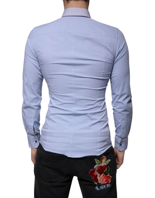 Hellblaues Baumwoll-Slim-Fit-Hemd SICILIA