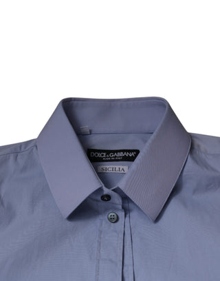 Hellblaues Baumwoll-Slim-Fit-Hemd SICILIA