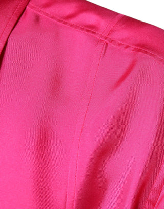 Pinkes Seiden-Herrenhemd mit Kragen und Knöpfen